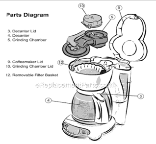 Page A Diagram and Parts List for GBX25  Mr Coffee Coffee Maker